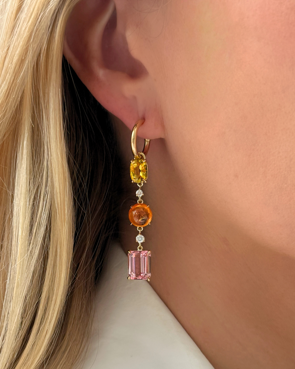 Beryl, Garnet, Tourmaline & Diamond Earrings
