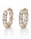 18K Yellow Gold and Diamond Hoop Earrings
