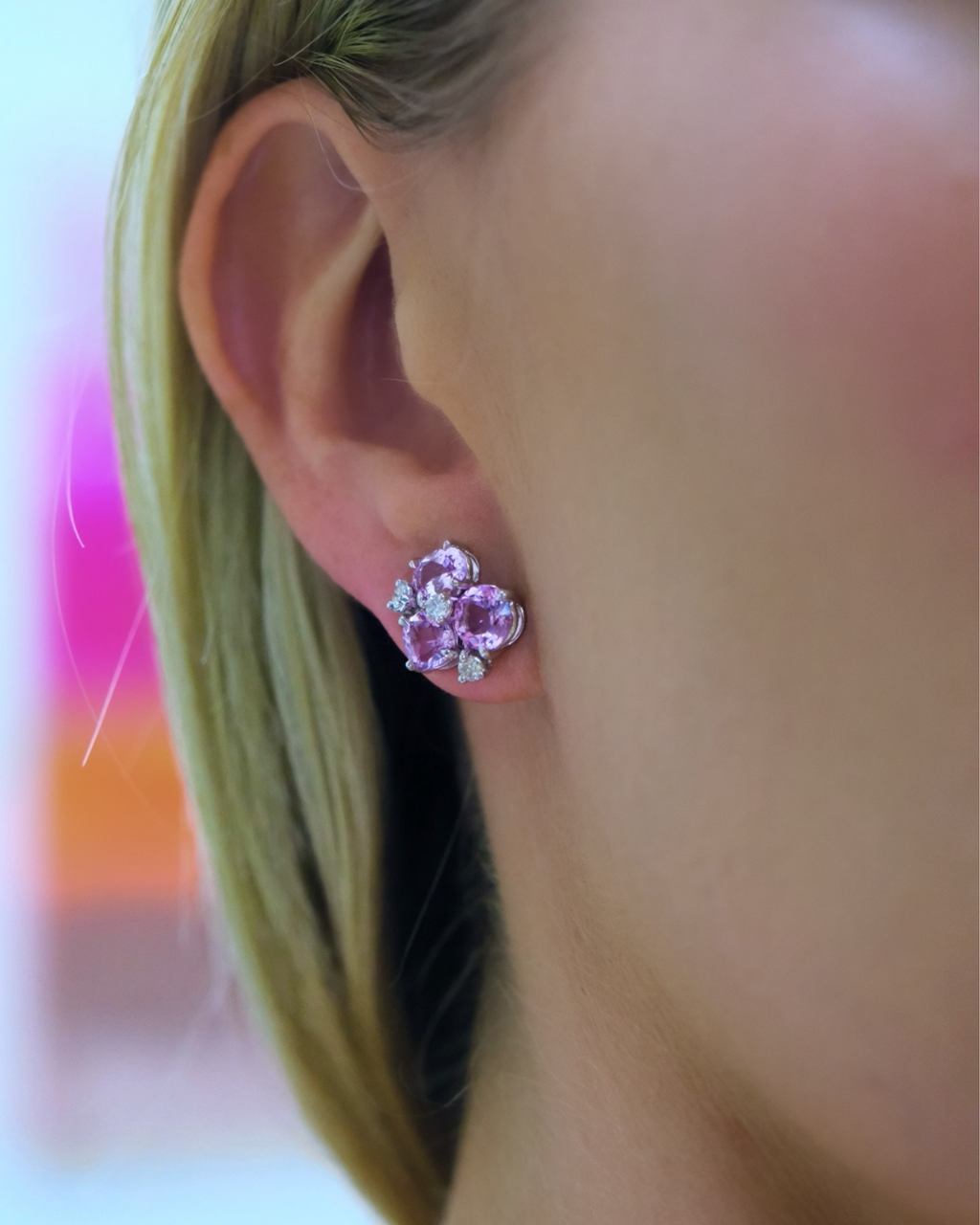 Morganite & Diamond Cluster Studs