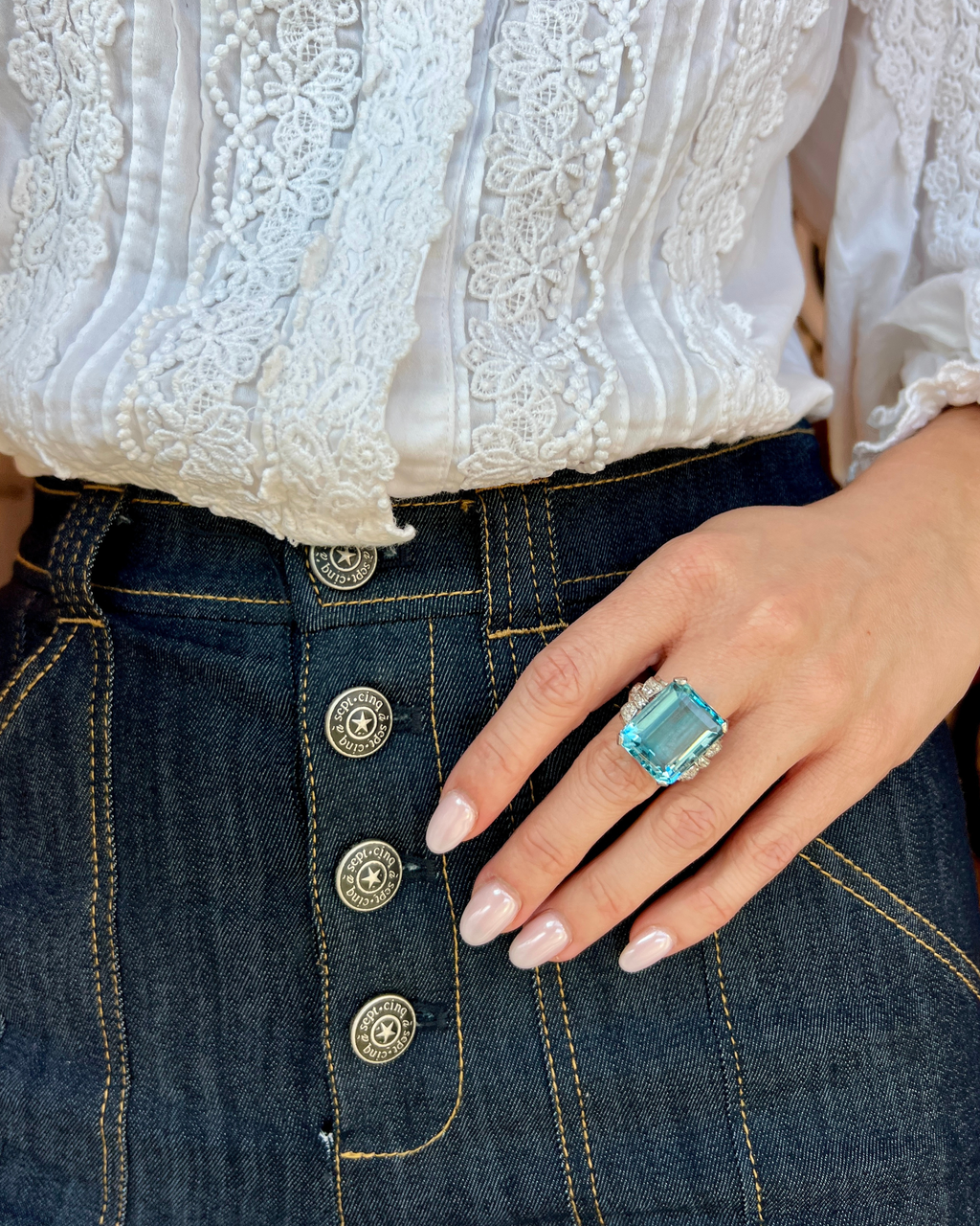 Aquamarine & Diamond Ring
