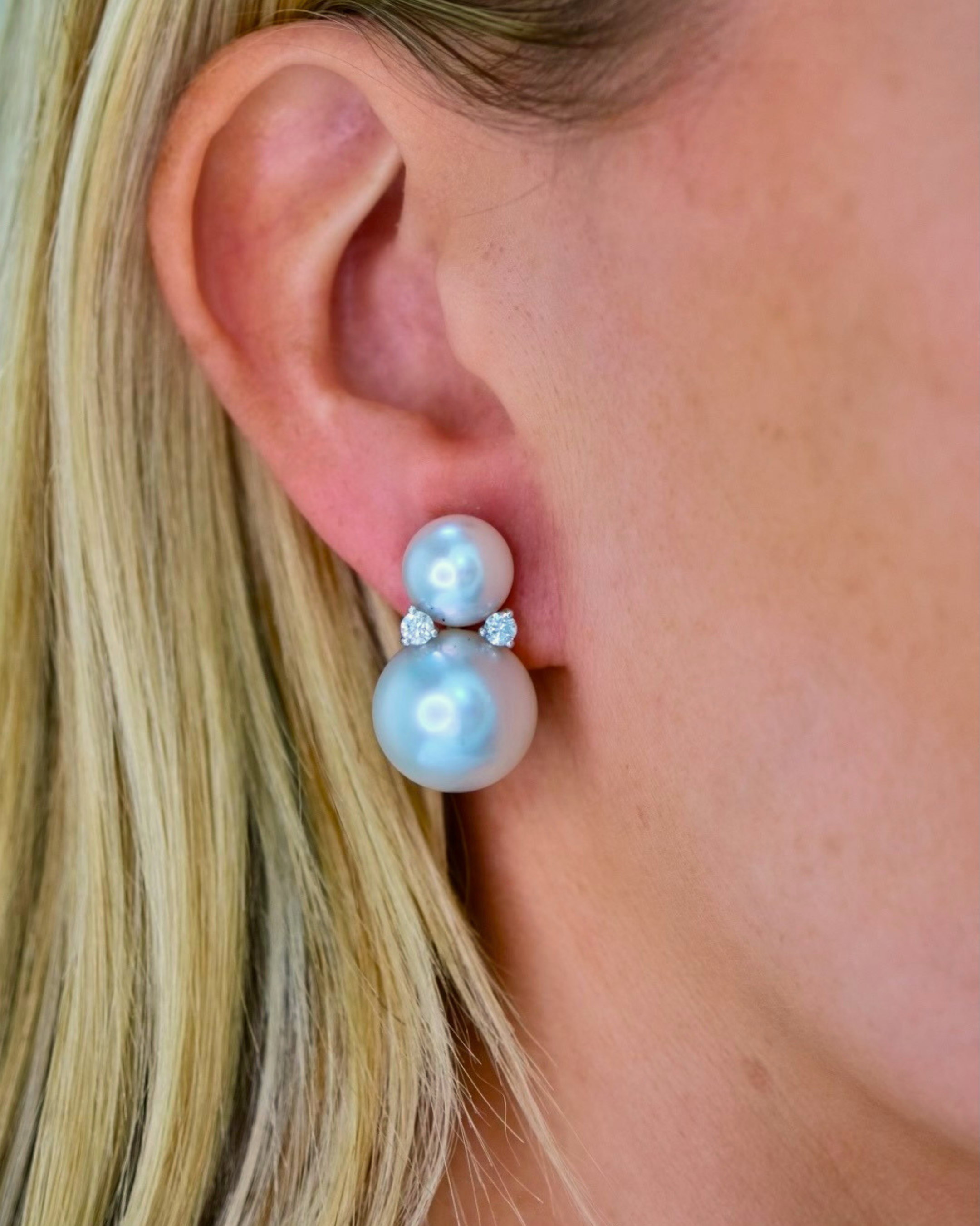 South Sea Cultured Pearl & Diamond Earrings