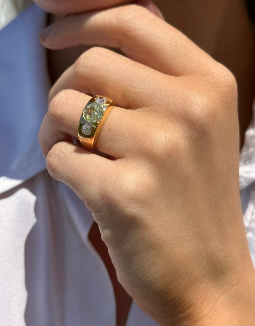 Fancy Yellow & Old Mine Cut Diamond Gypsy Ring