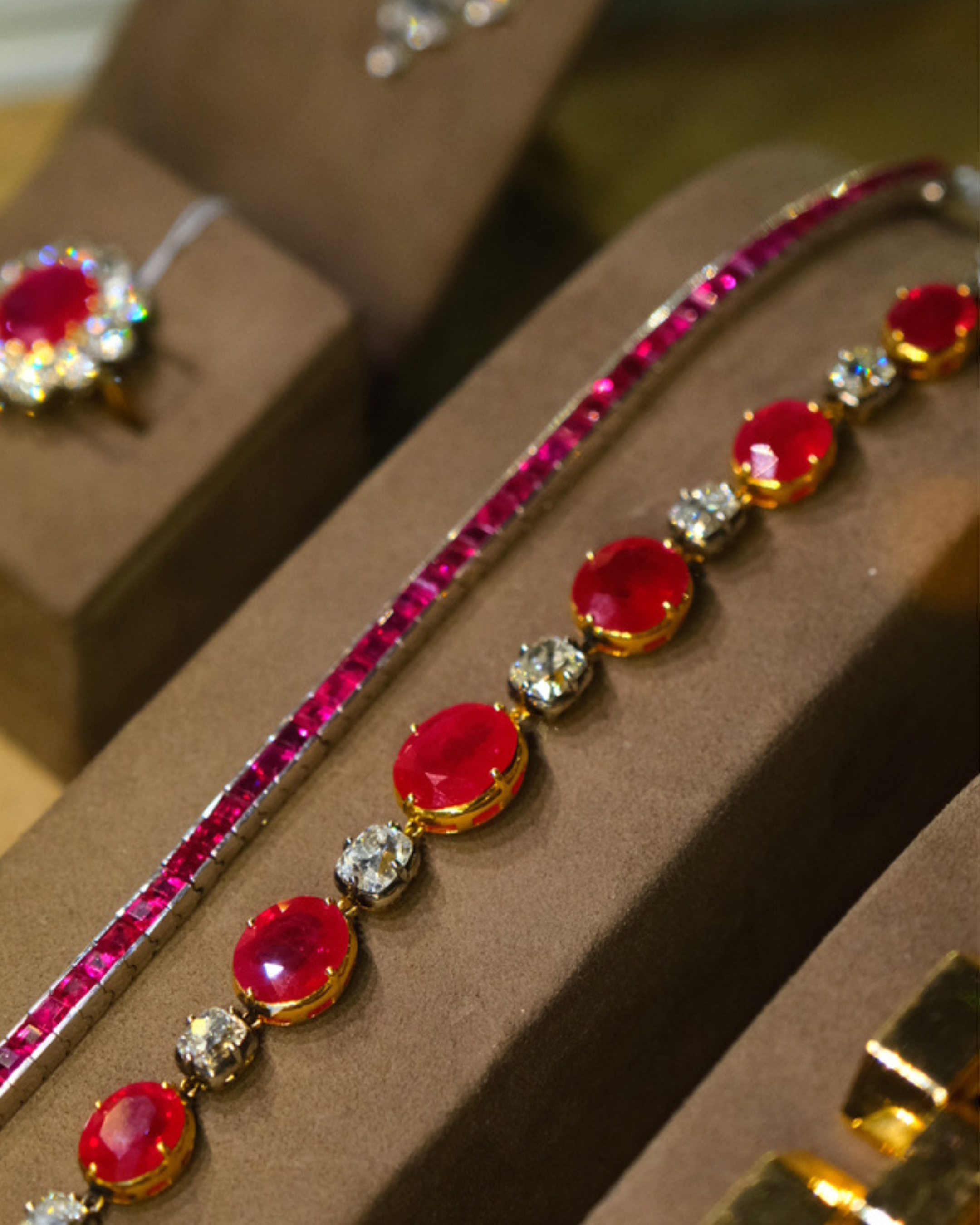 Diamond & Ruby Button Back Bracelet
