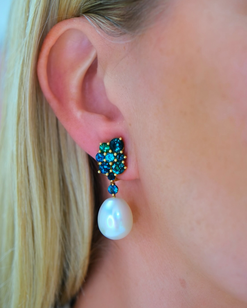 Tourmaline & Tahitian Pearl Earrings