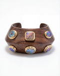 18KYG, Wood & Boulder Opal Cuff