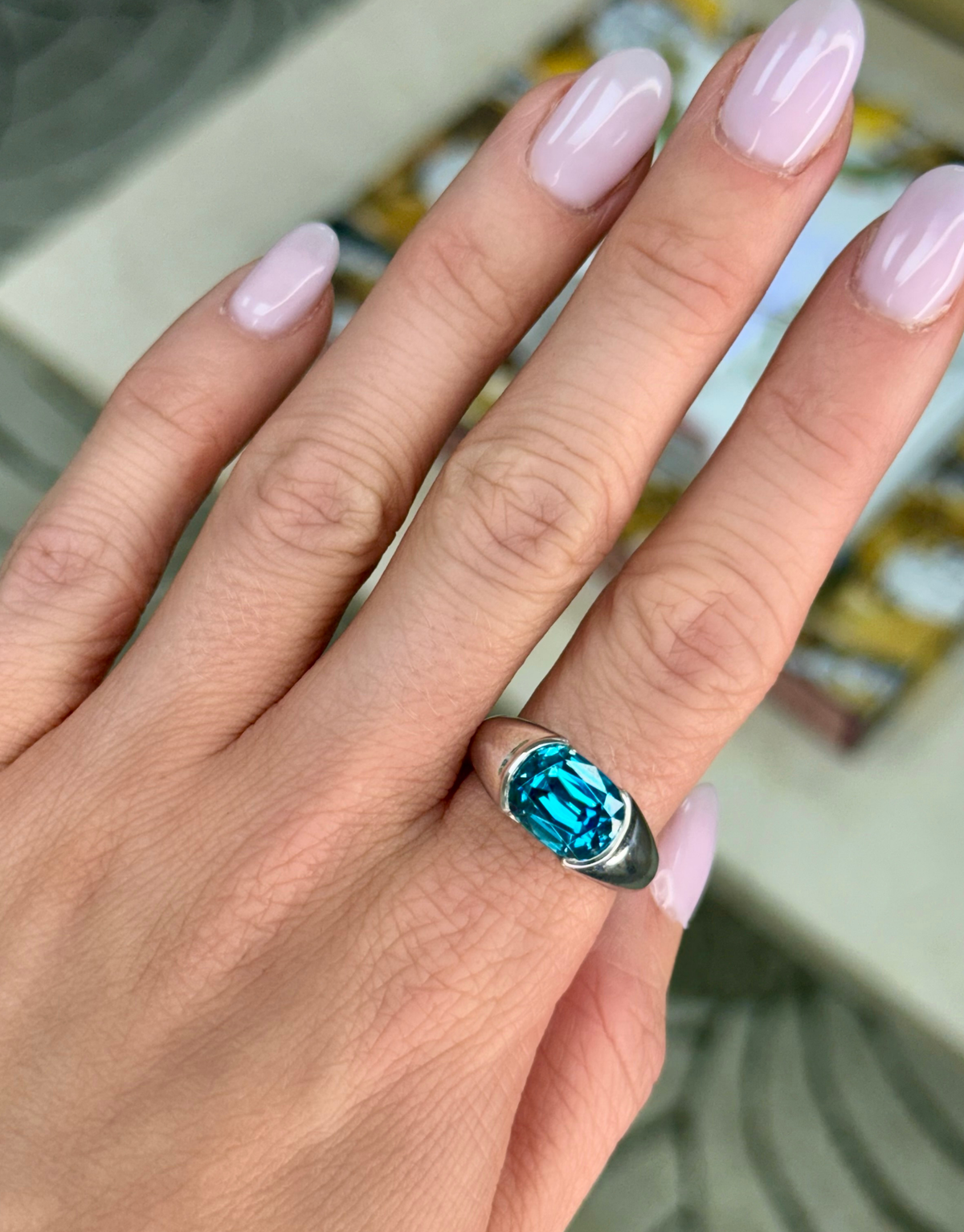 Platinum & Blue Zircon Ring