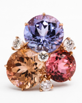 18KRG, Tourmaline, Tanzanite & Diamond Ring by Donna Vock