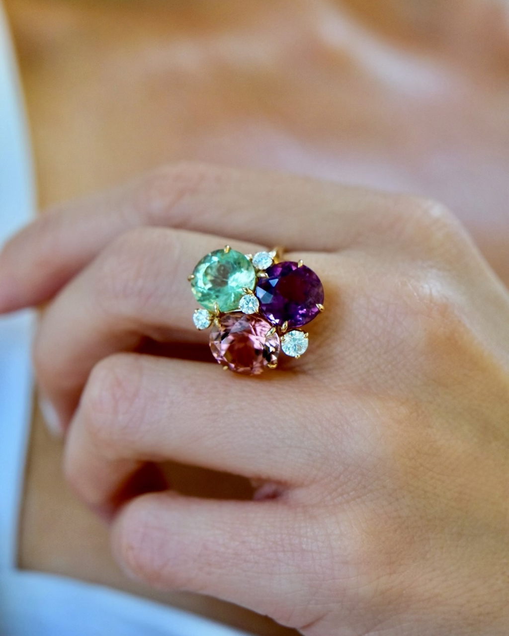 Tourmaline Cluster Ring