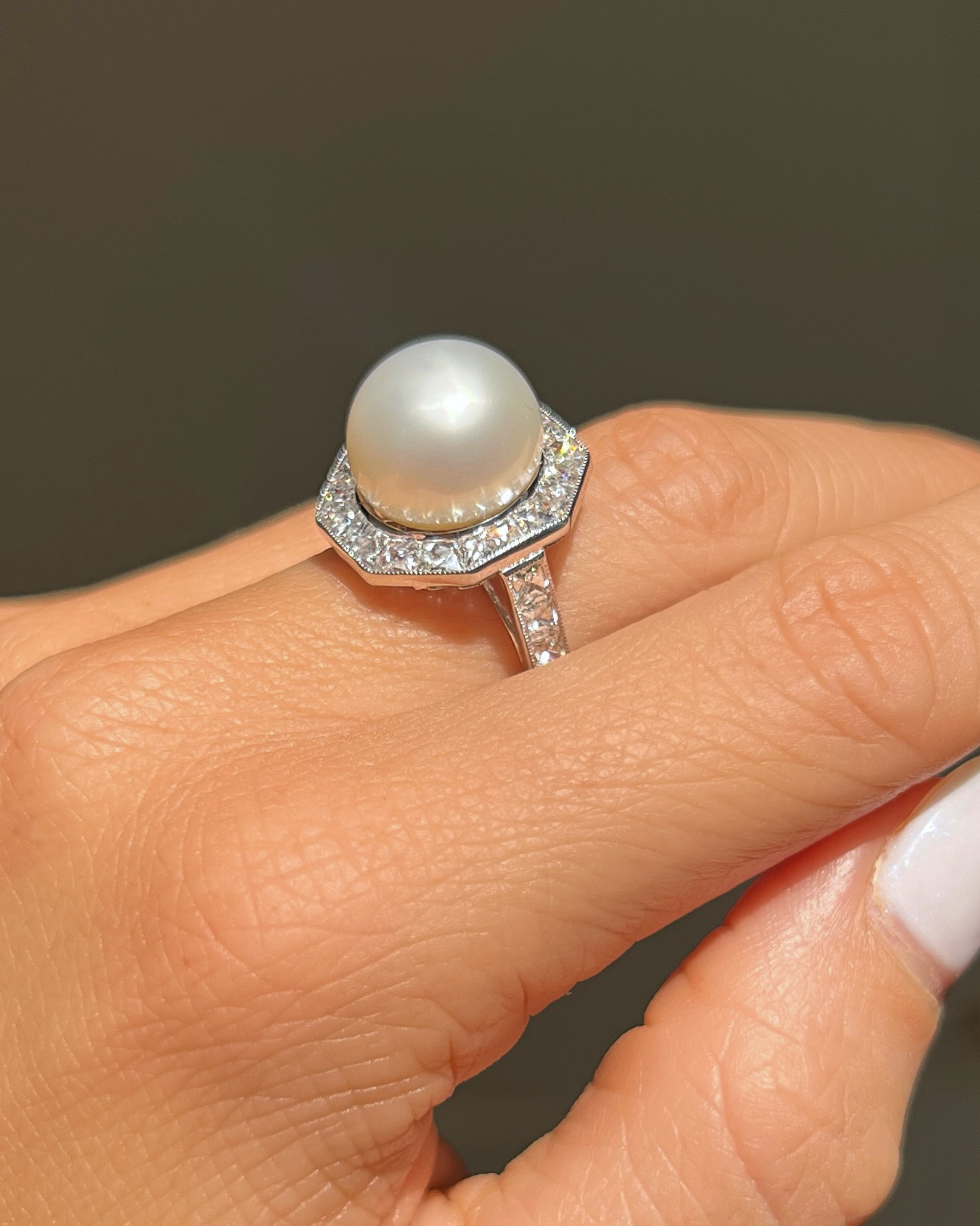 Platinum, Diamond & South Sea Pearl Ring