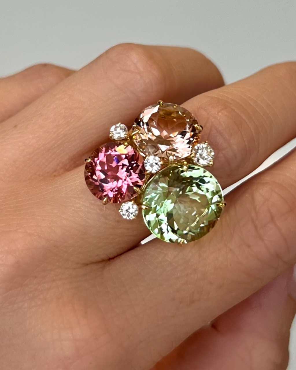 18KYG, Tourmaline & Diamond Ring by Donna Vock