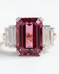 18KYG & Platinum, Pink Tourmaline & Diamond Ring