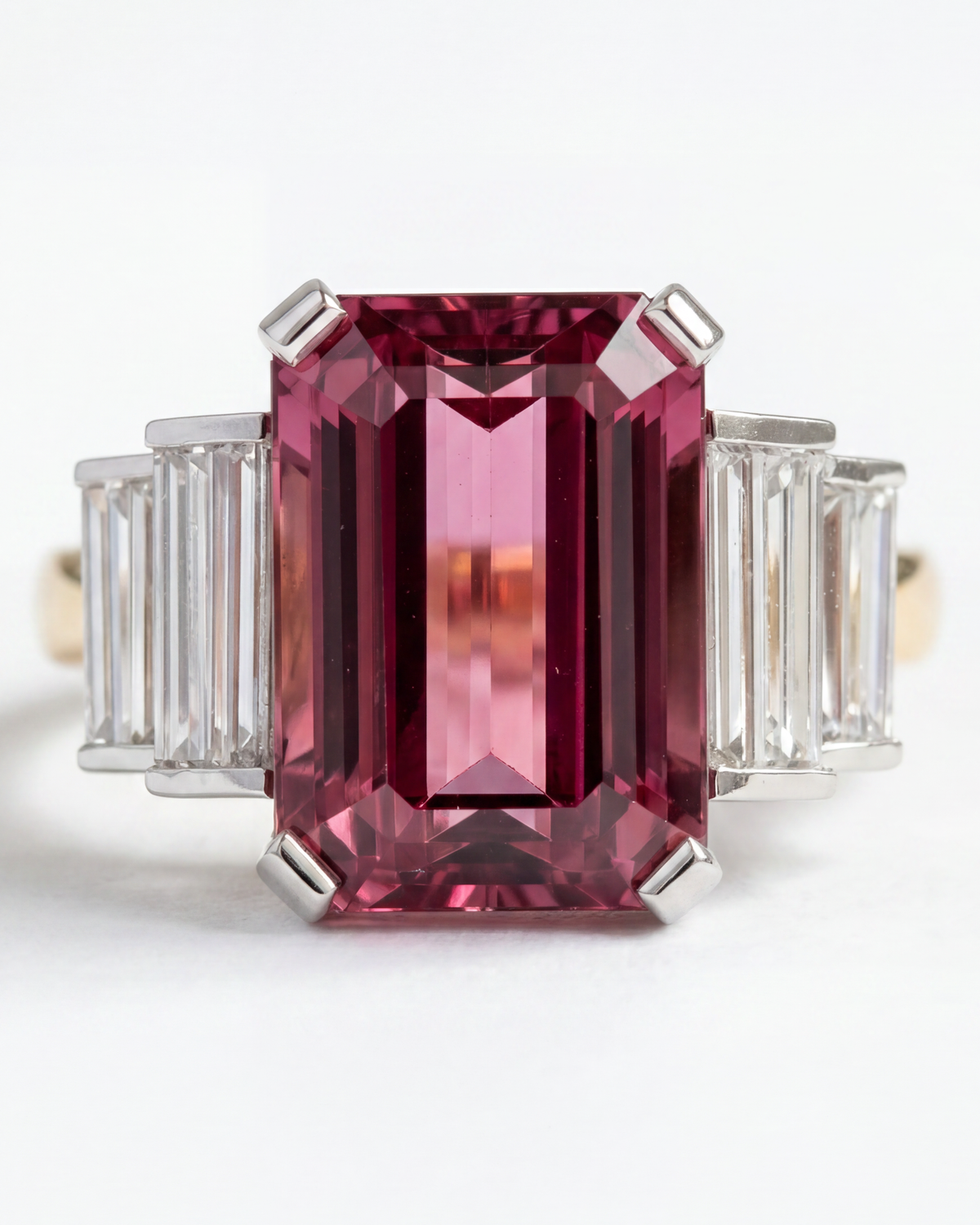 18KYG & Platinum, Pink Tourmaline & Diamond Ring