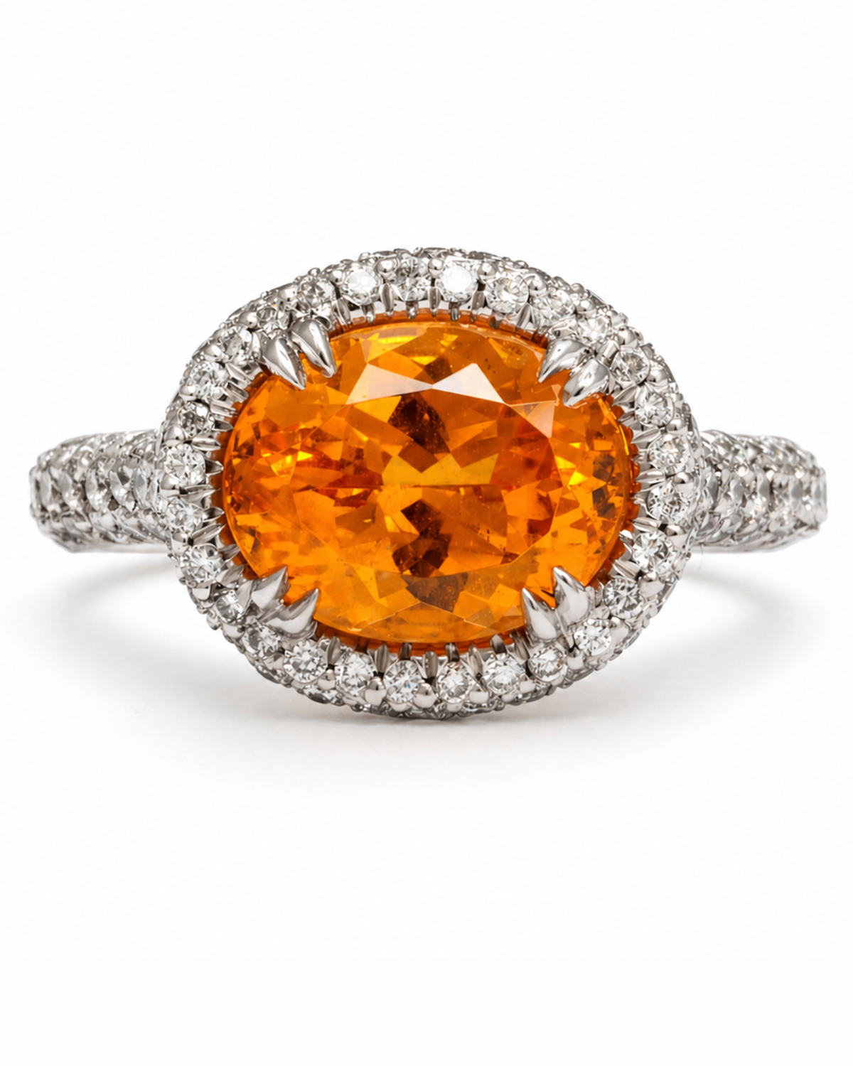 Diamond & Mandarine Garnet Ring