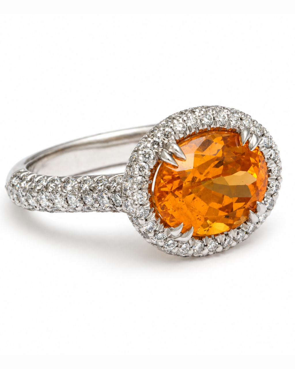 Diamond & Mandarine Garnet Ring