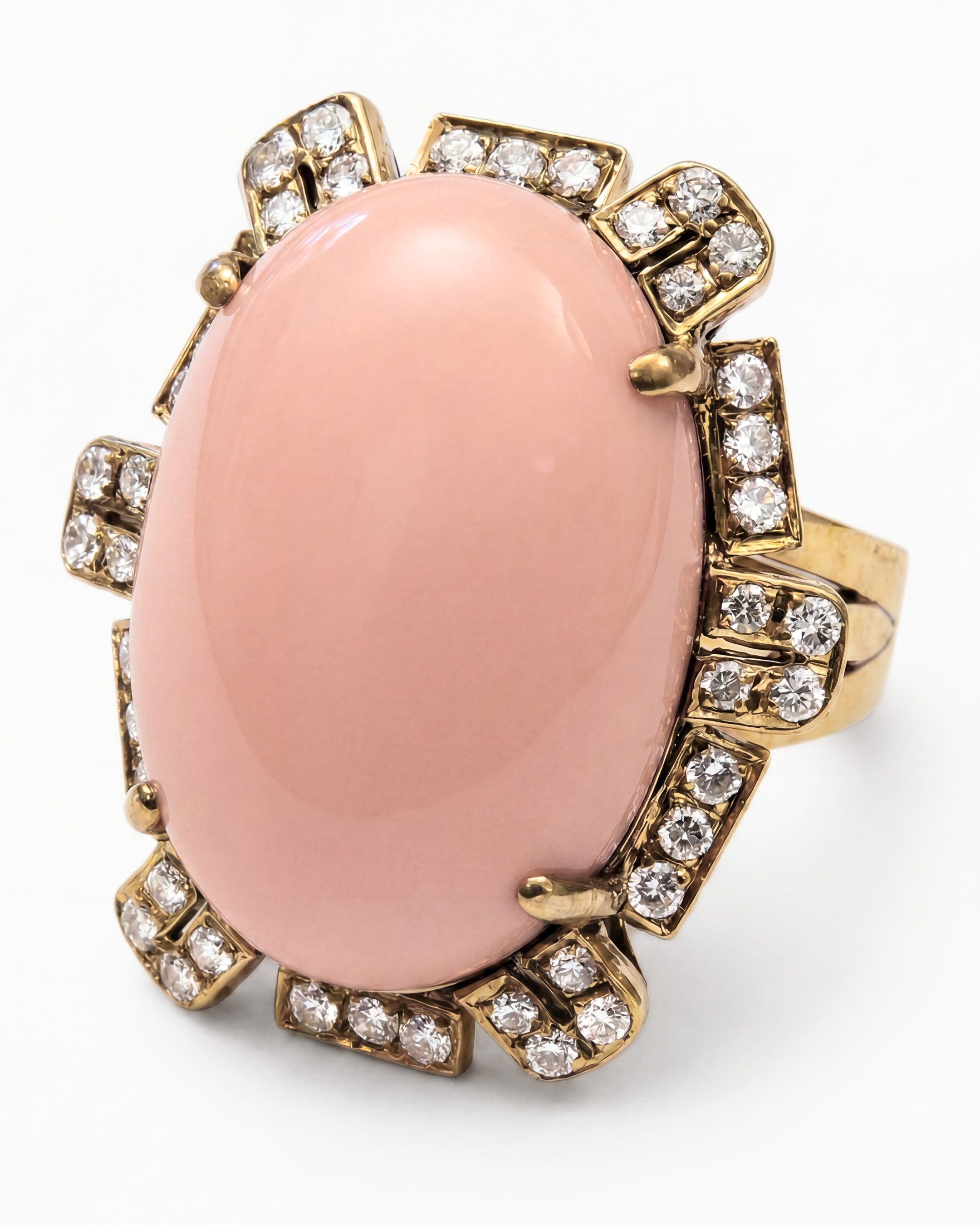 18KYG, Angel Skin Coral & Diamond Ring
