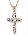 18KYG & Old Cut Diamond Cross Pendant c1850