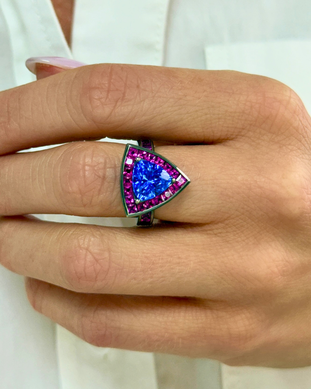18KWG, Tanzanite & Pink Sapphire Ring