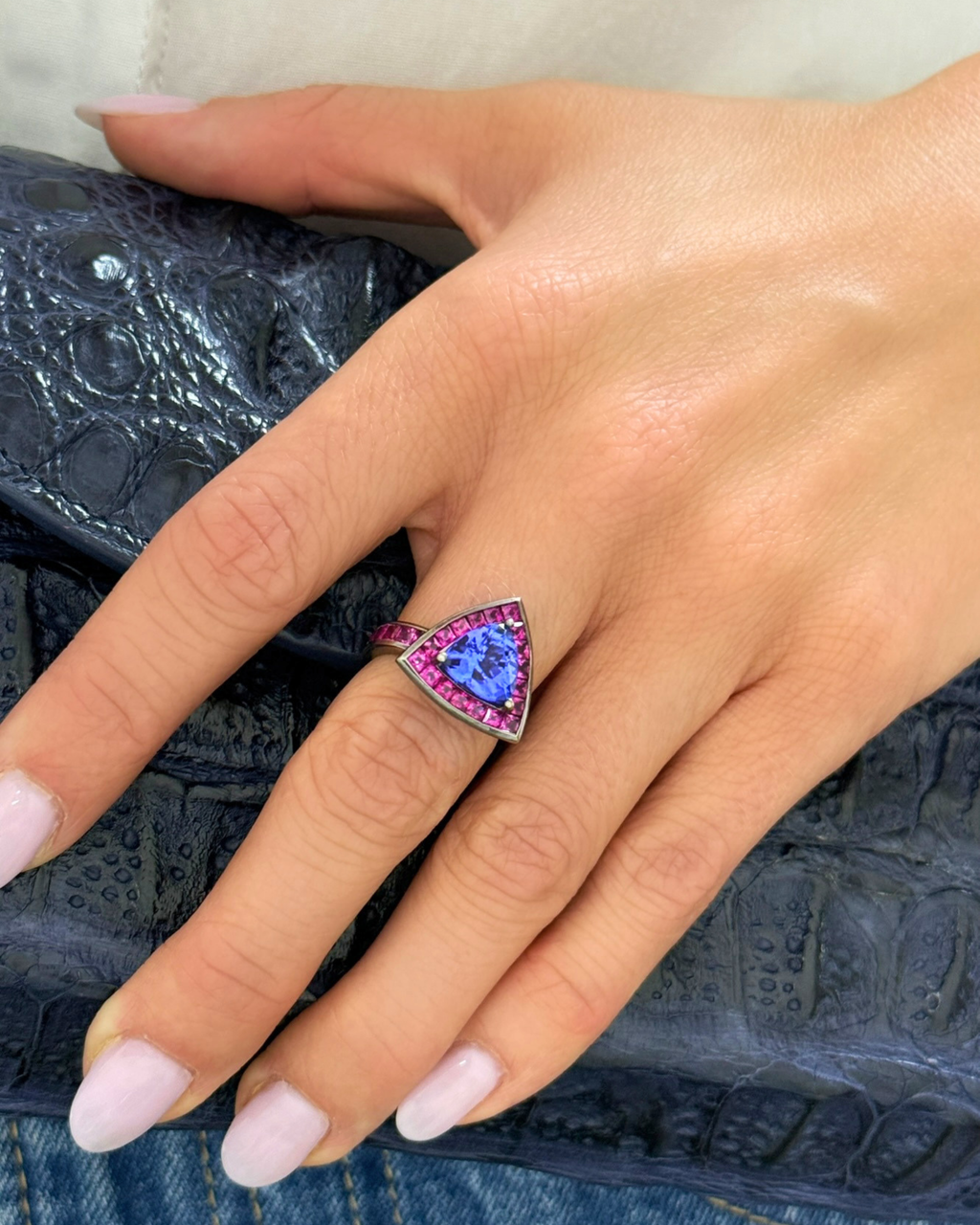 18KWG, Tanzanite & Pink Sapphire Ring