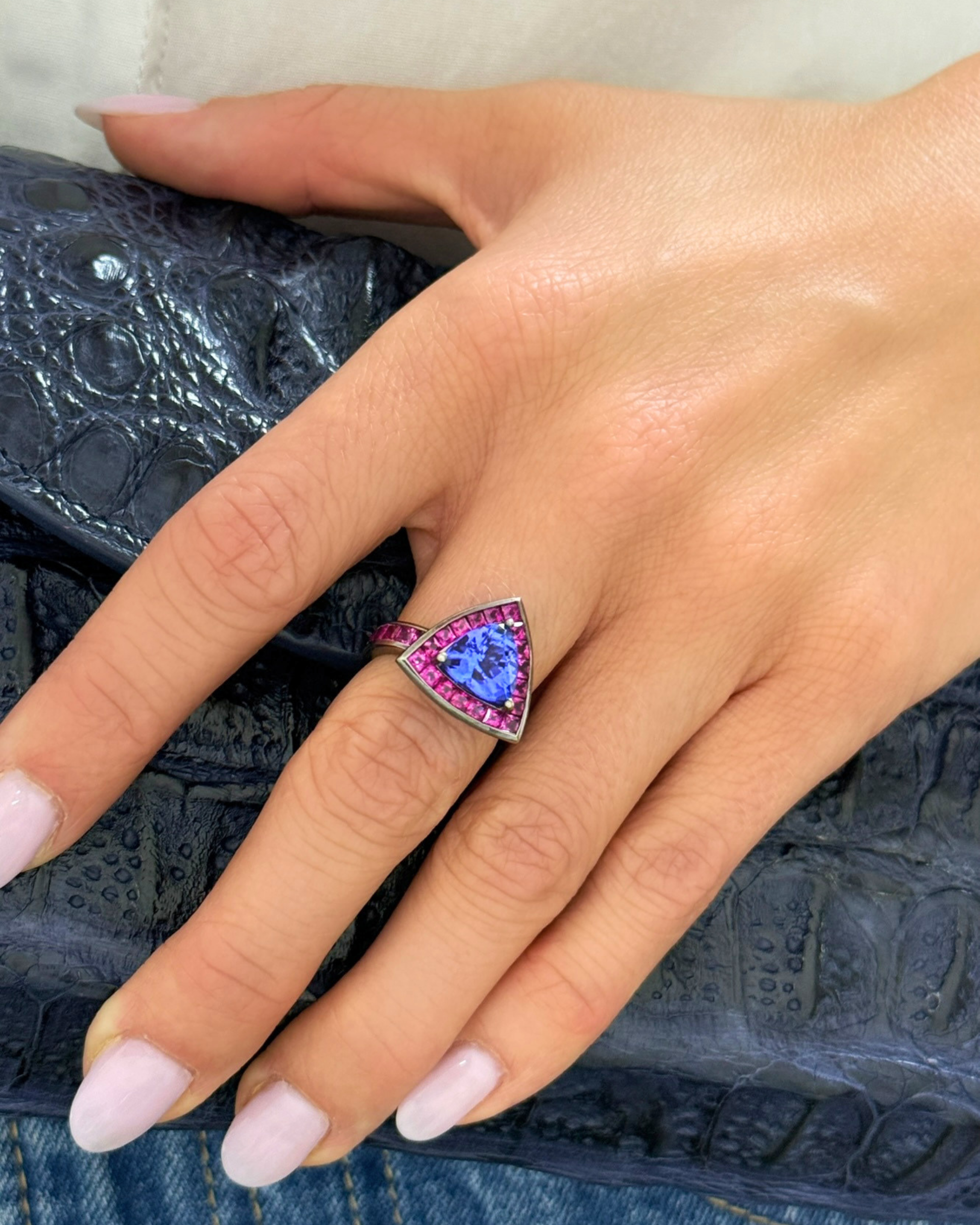 18KWG, Tanzanite & Pink Sapphire Ring