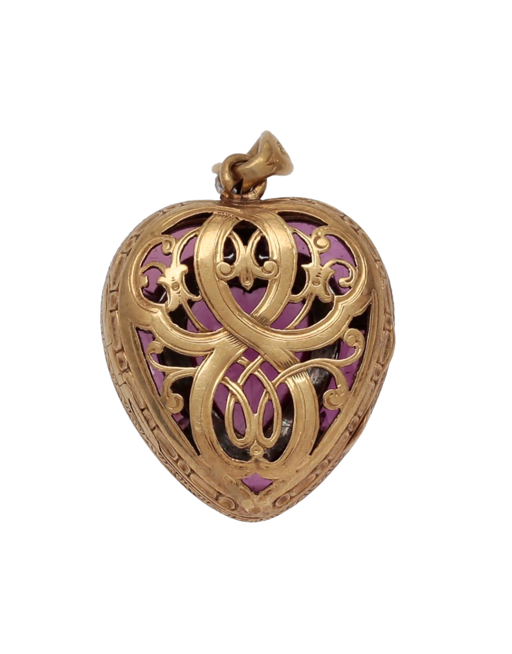 Victorian 18KYG Garnet & Diamond Heart Locket