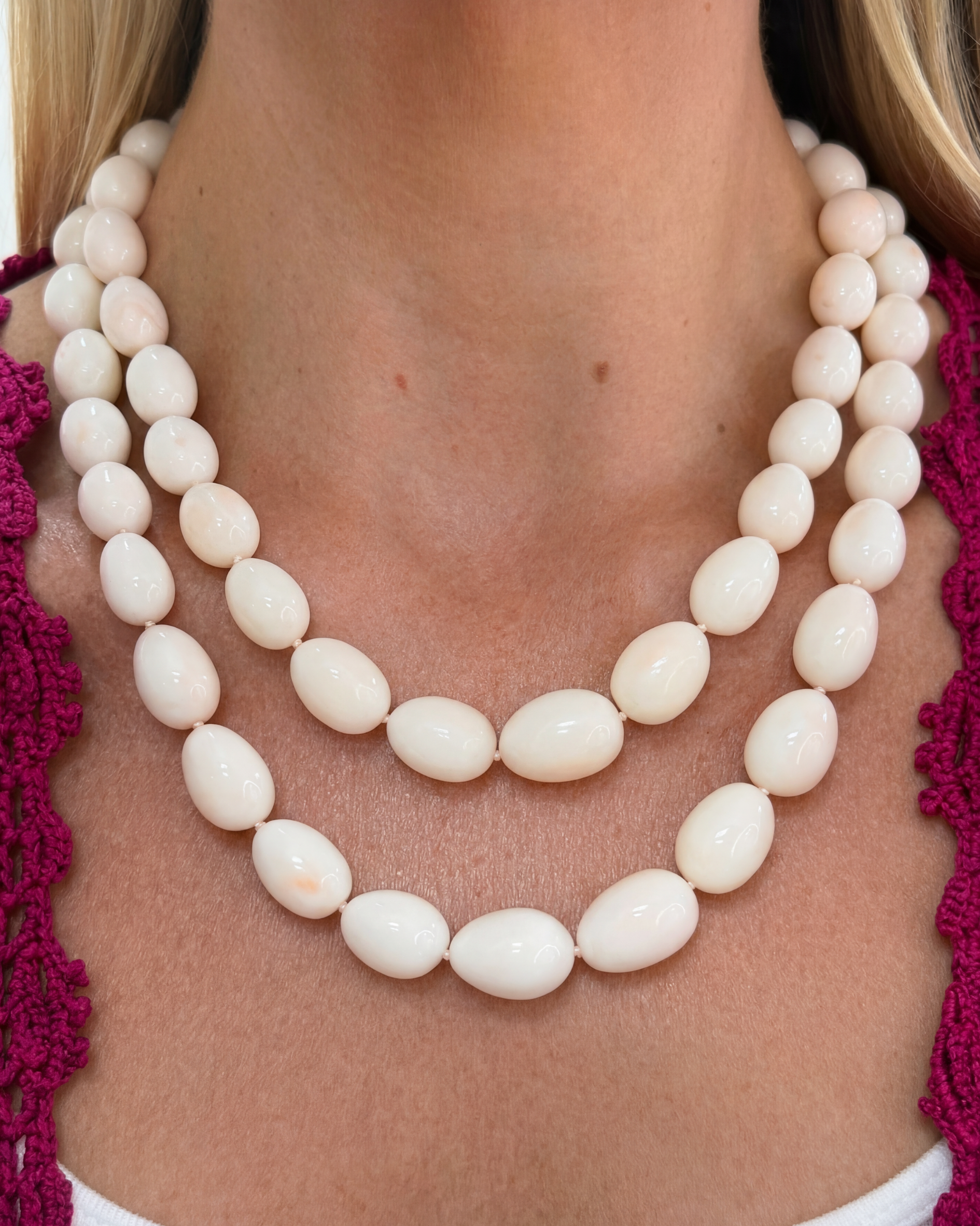 Natural Angel Skin Coral Necklace