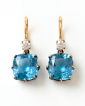 18KYG, Diamond & Blue Zircon Earrings