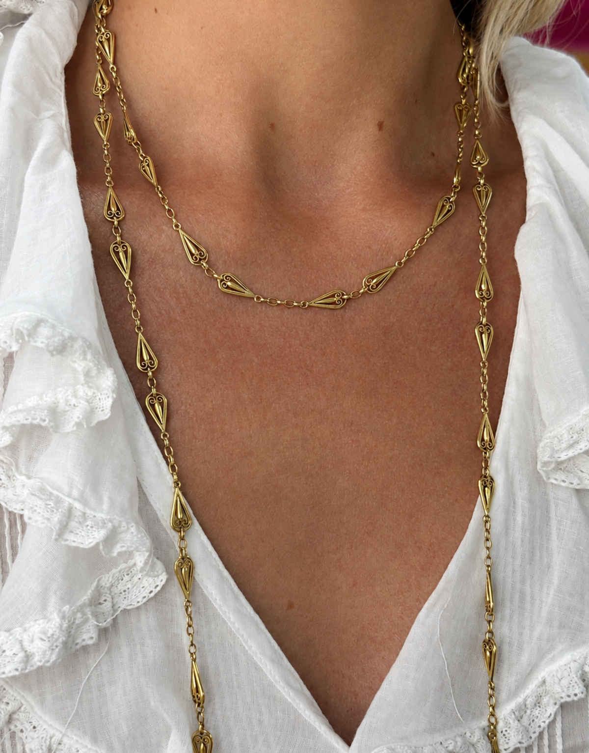 18K Yellow Gold Art Nouveau Chain