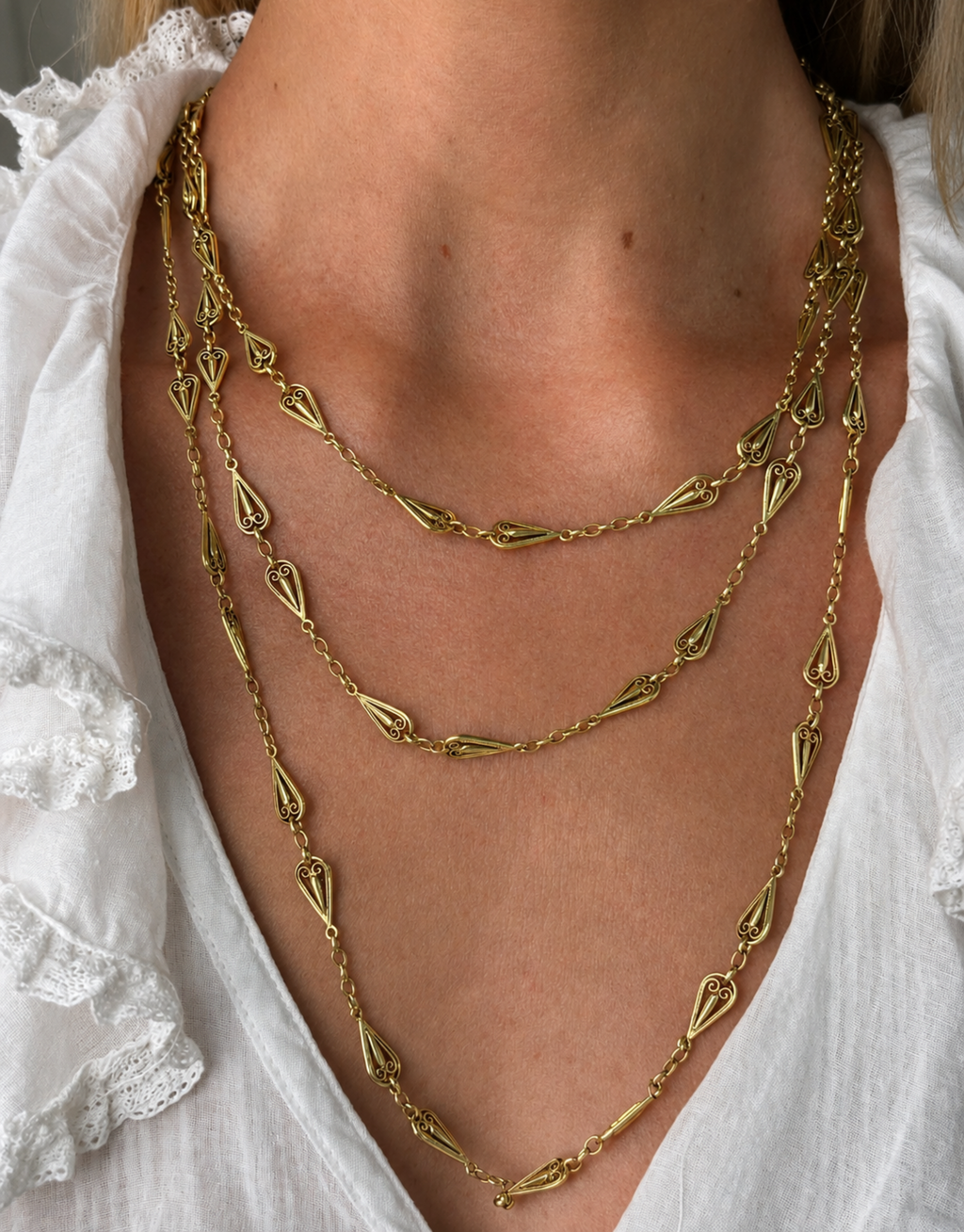 18K Yellow Gold Art Nouveau Chain