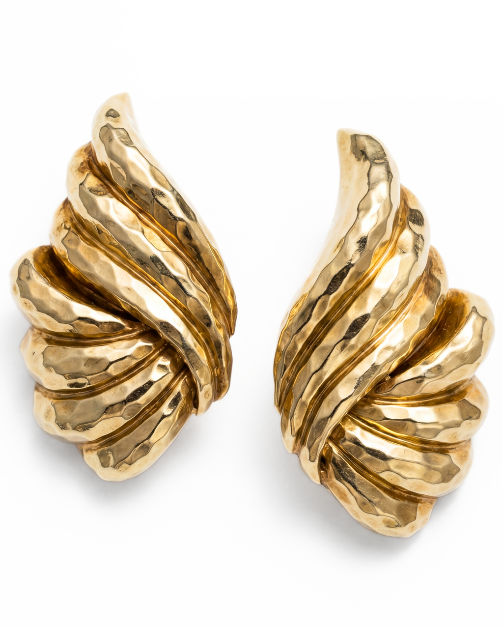 Henry Dunay 18KYG Hammered Earclips