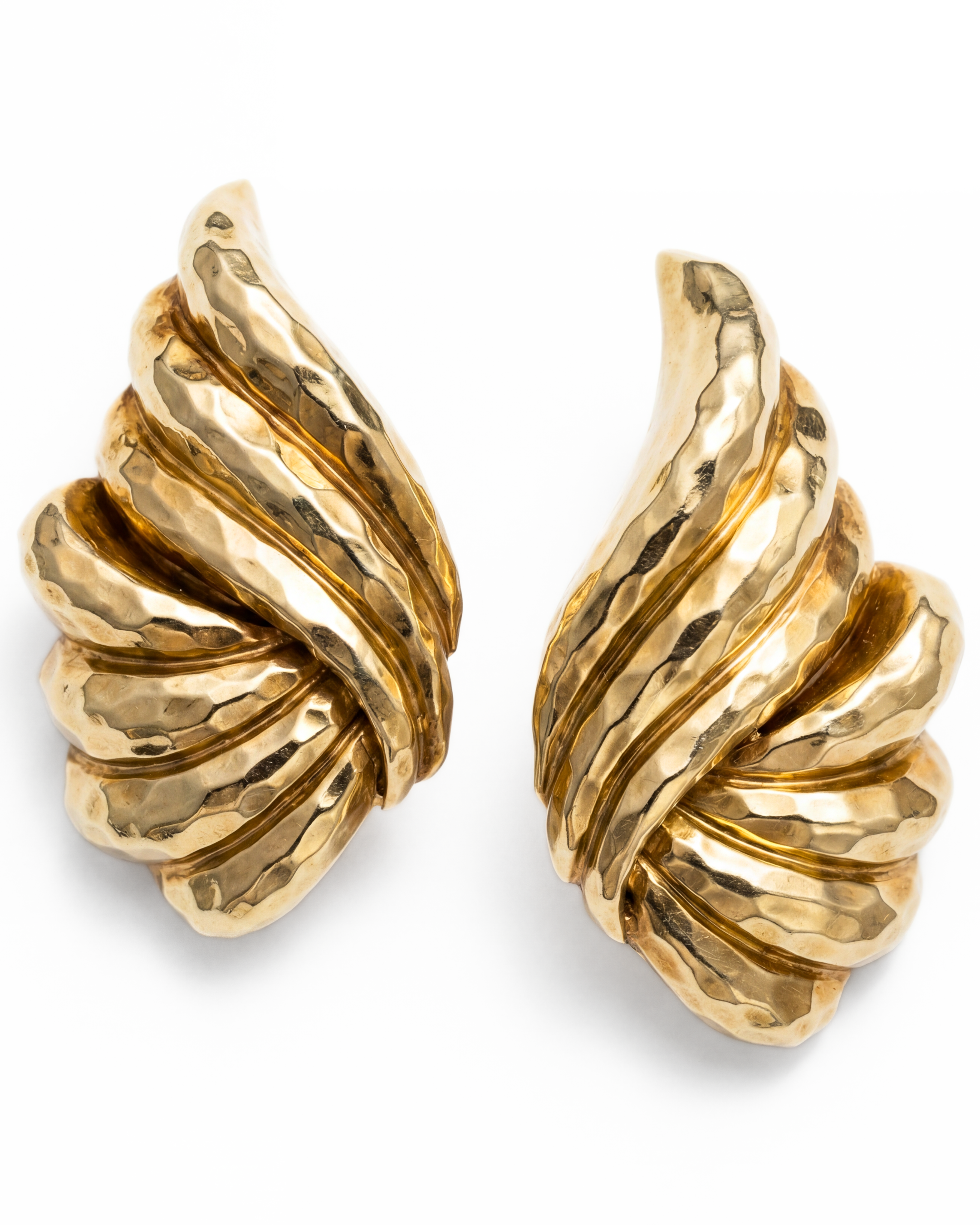 Henry Dunay 18KYG Hammered Earclips