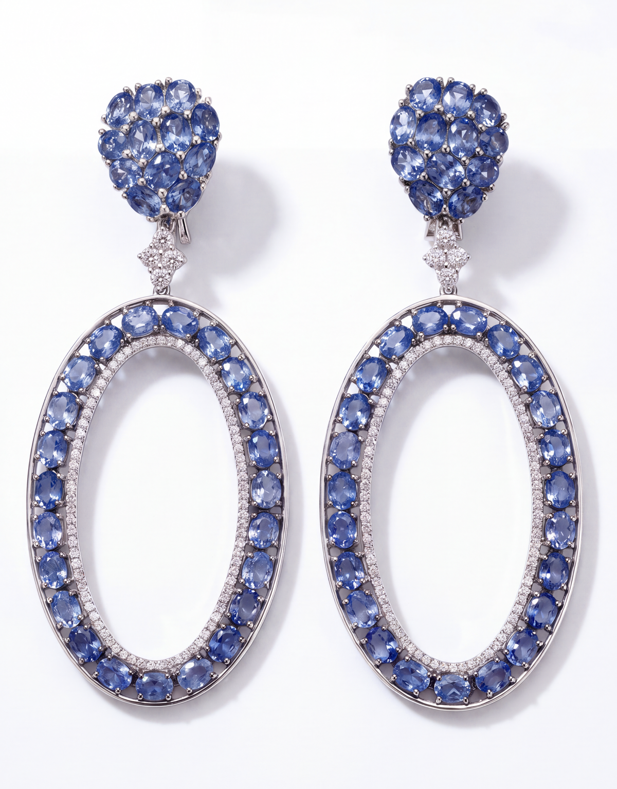 18KWG, Sapphire & Diamond Earrings