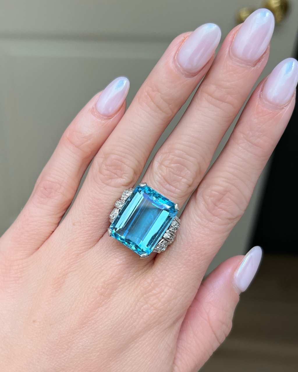 Aquamarine & Diamond Ring