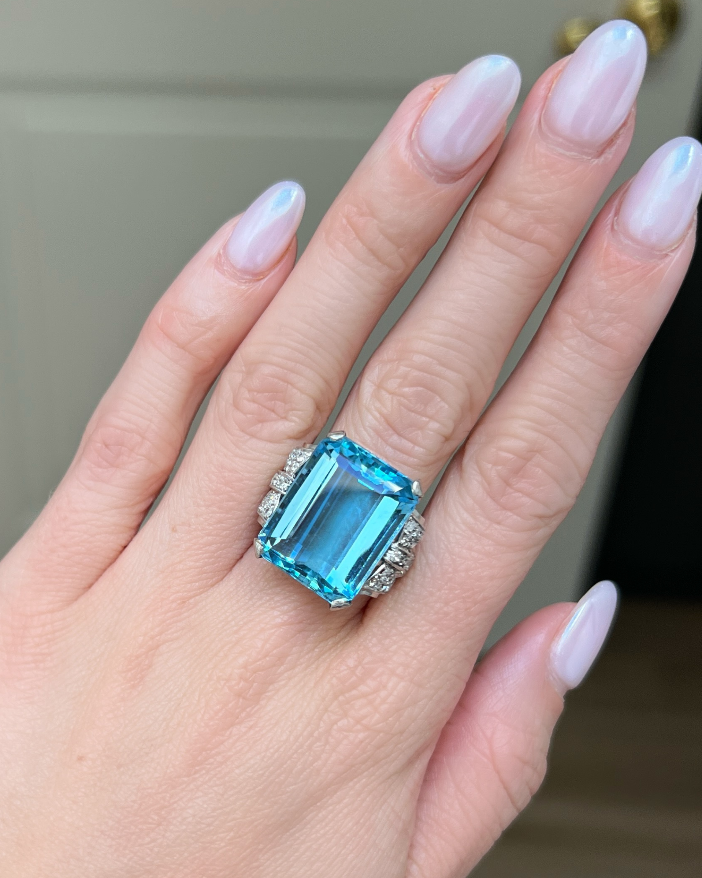 Aquamarine & Diamond Ring