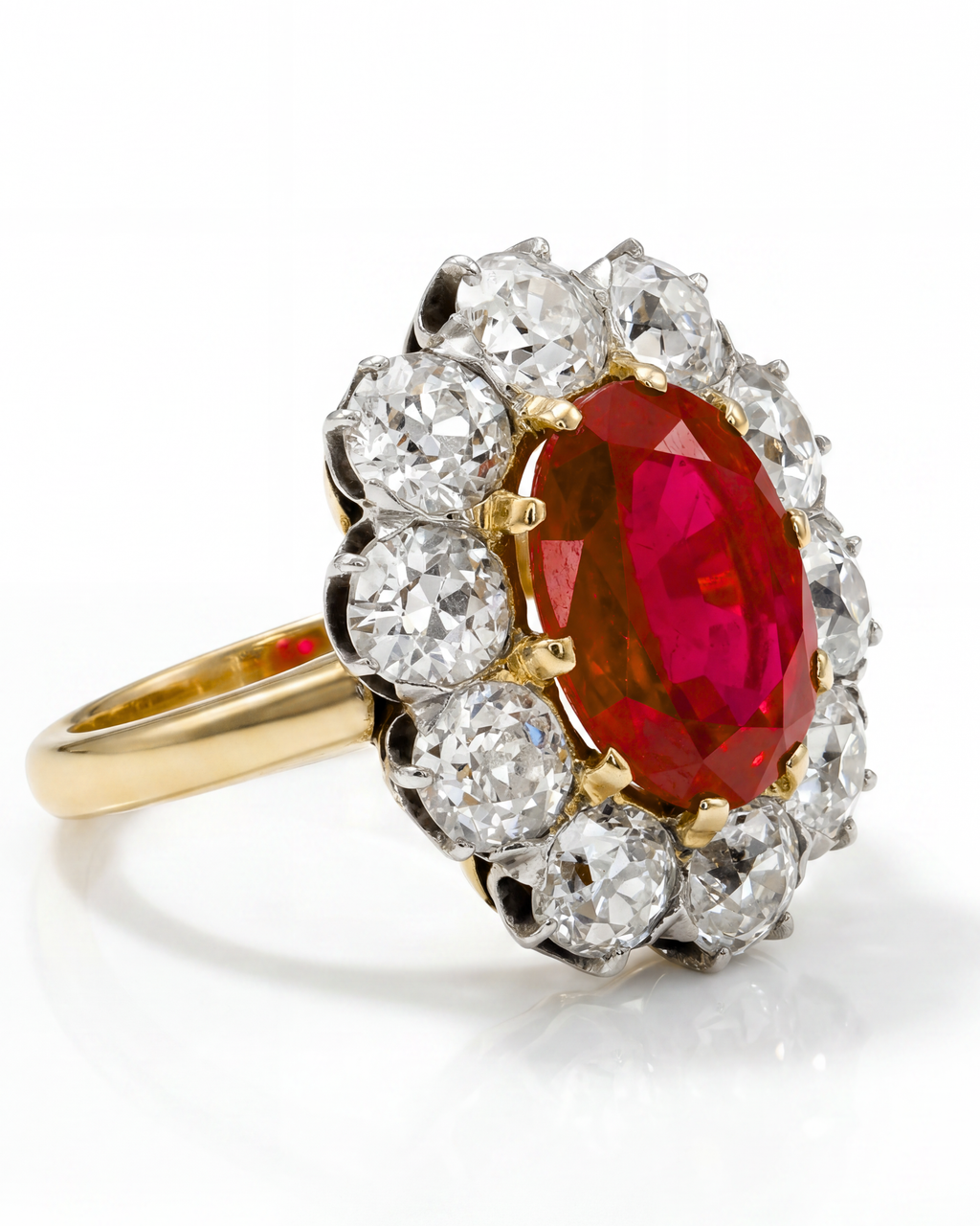 18KYG Heated Burma Ruby & Diamond Ring