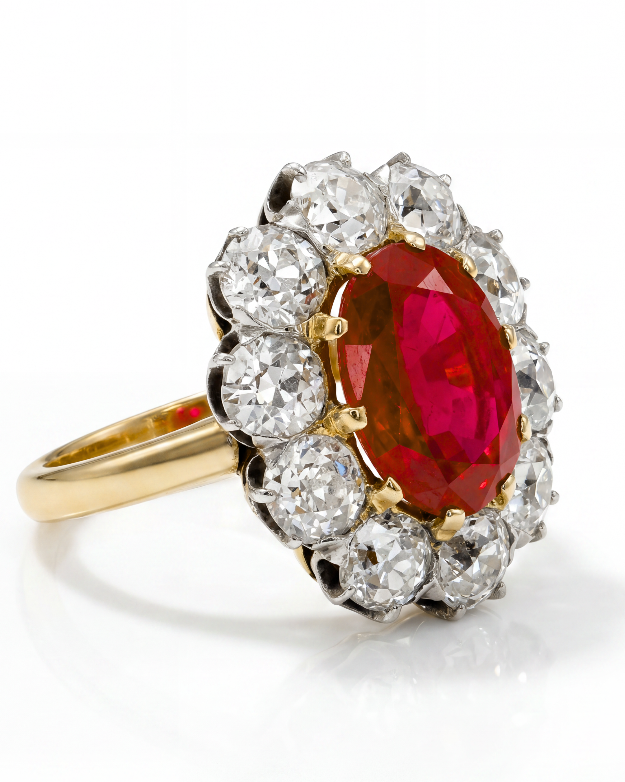 18KYG Heated Burma Ruby & Diamond Ring