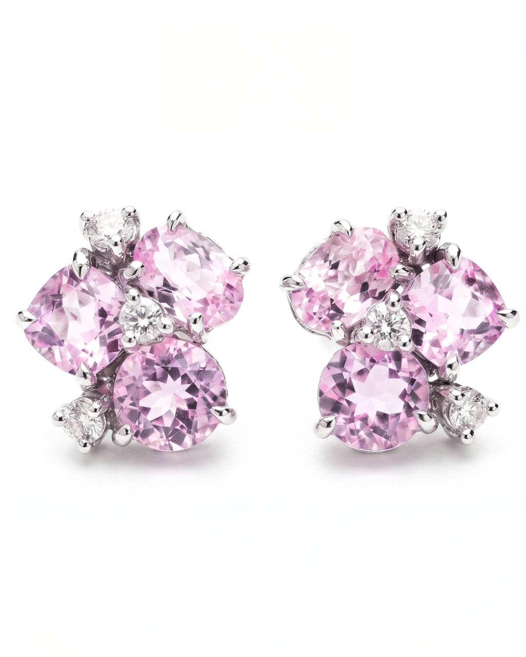 Morganite & Diamond Cluster Studs