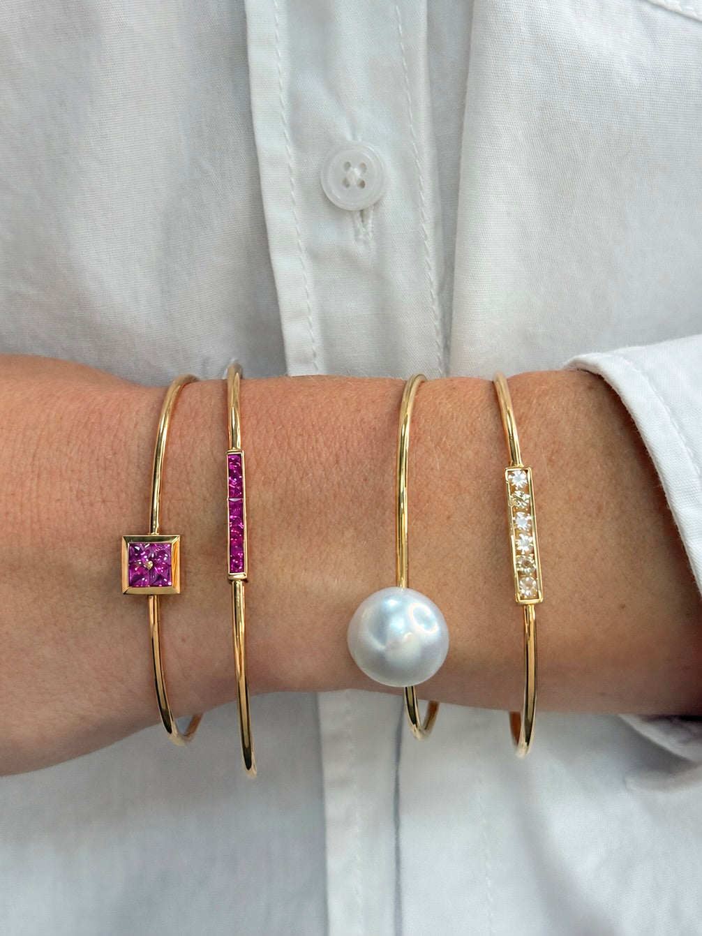 18KRG & Hot Pink Sapphire Bangle
