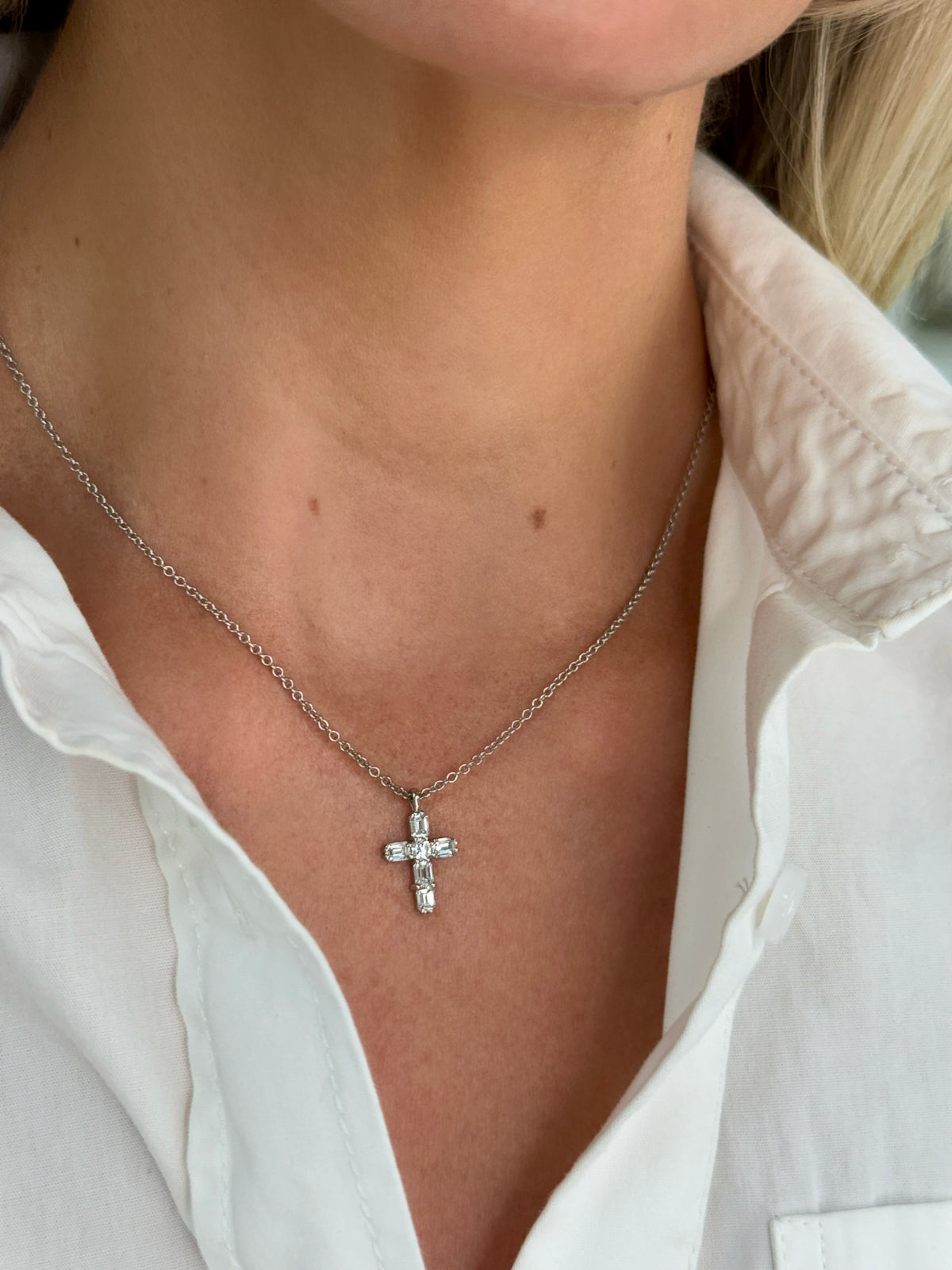 Platinum & Diamond Cross Necklace