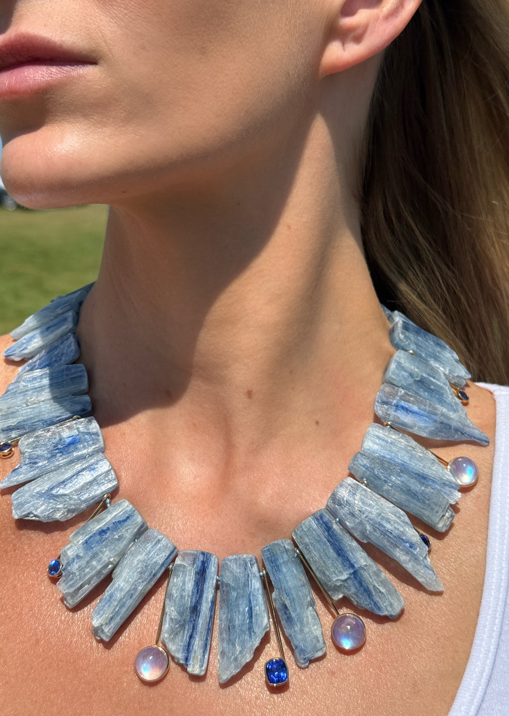 Kyanite, Moonstone, Tanzanite & Sapphire Necklace