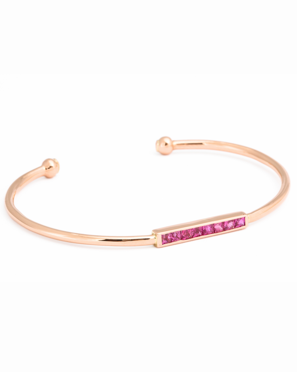 18KRG & Hot Pink Sapphire Bangle