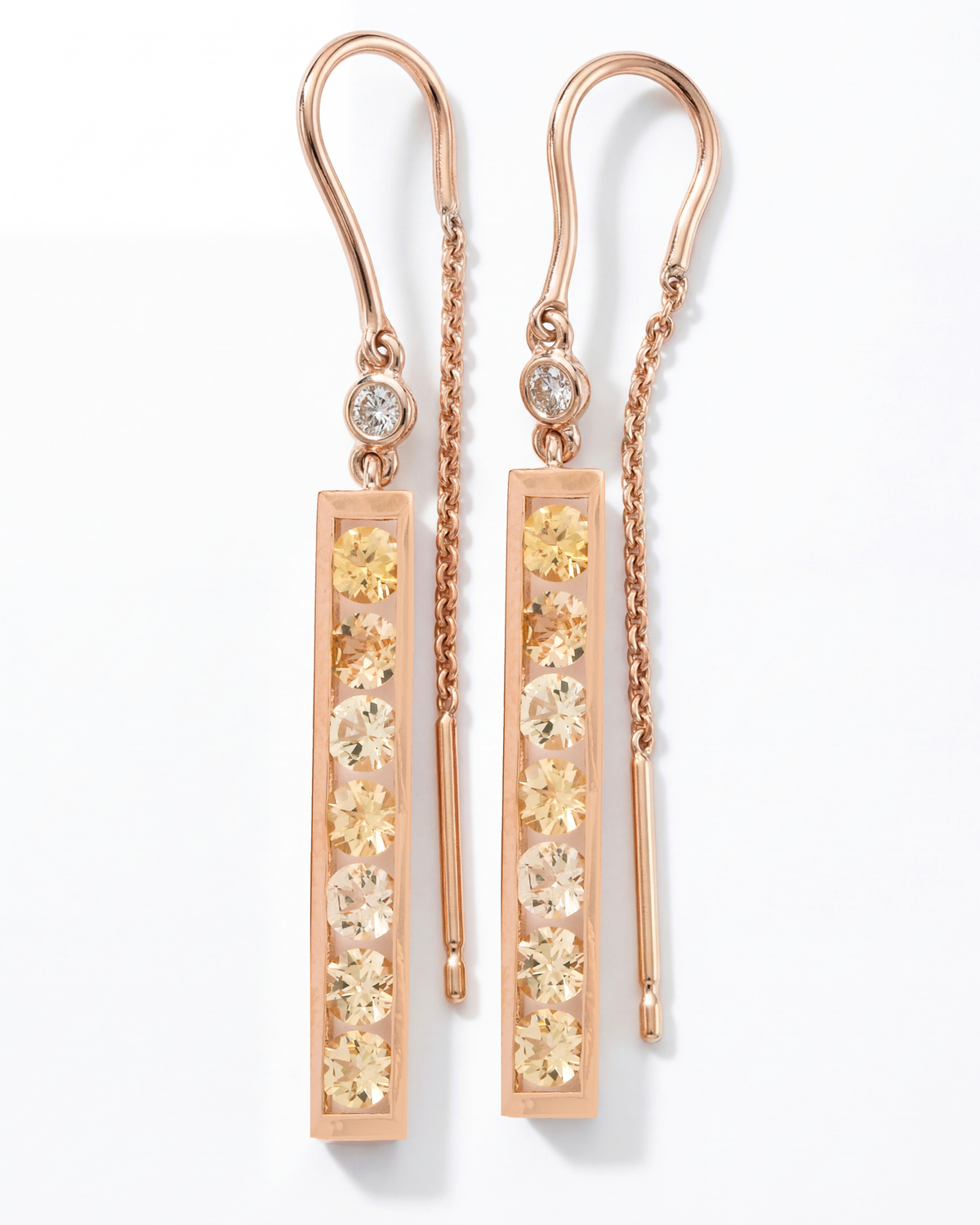 18KRG, Imperial Topaz & Diamond Earrings