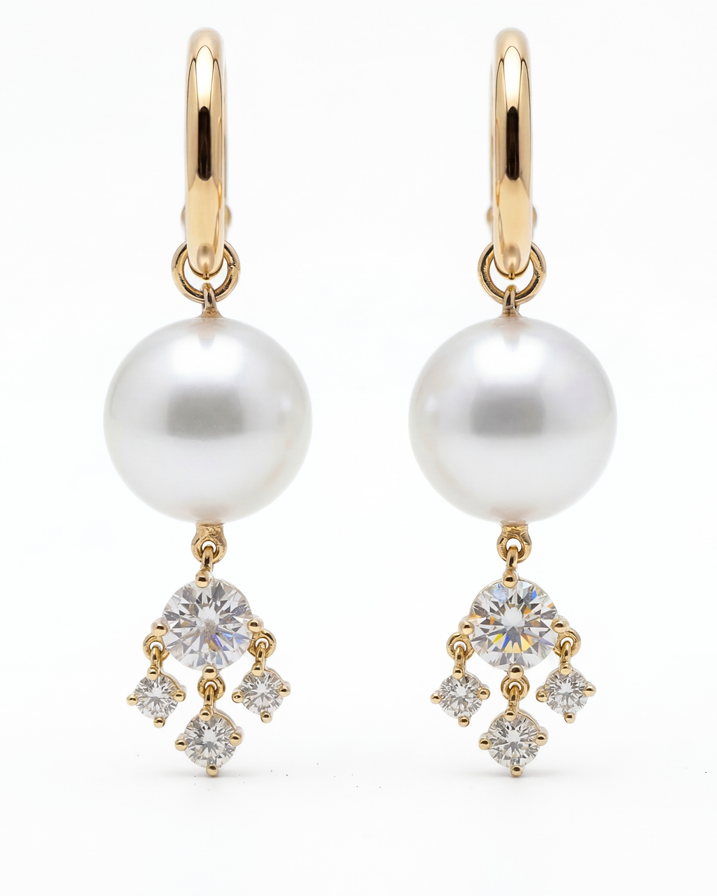 South Sea Cultured Pearl & Diamond Hoop Earrings