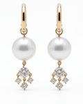 South Sea Cultured Pearl & Diamond Hoop Earrings