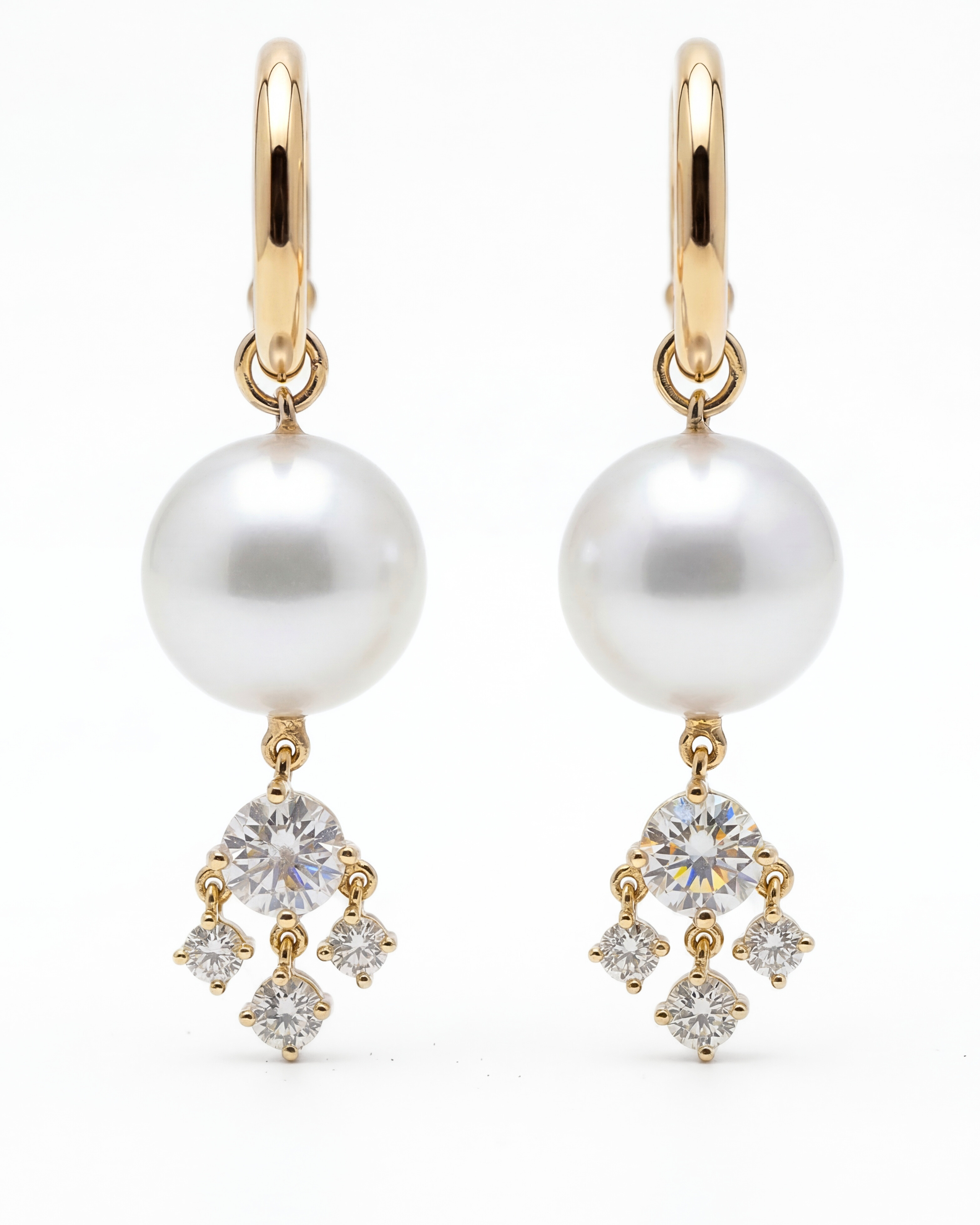 South Sea Cultured Pearl & Diamond Hoop Earrings