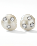 Baroque Cultured Pearl & Diamond Earclips