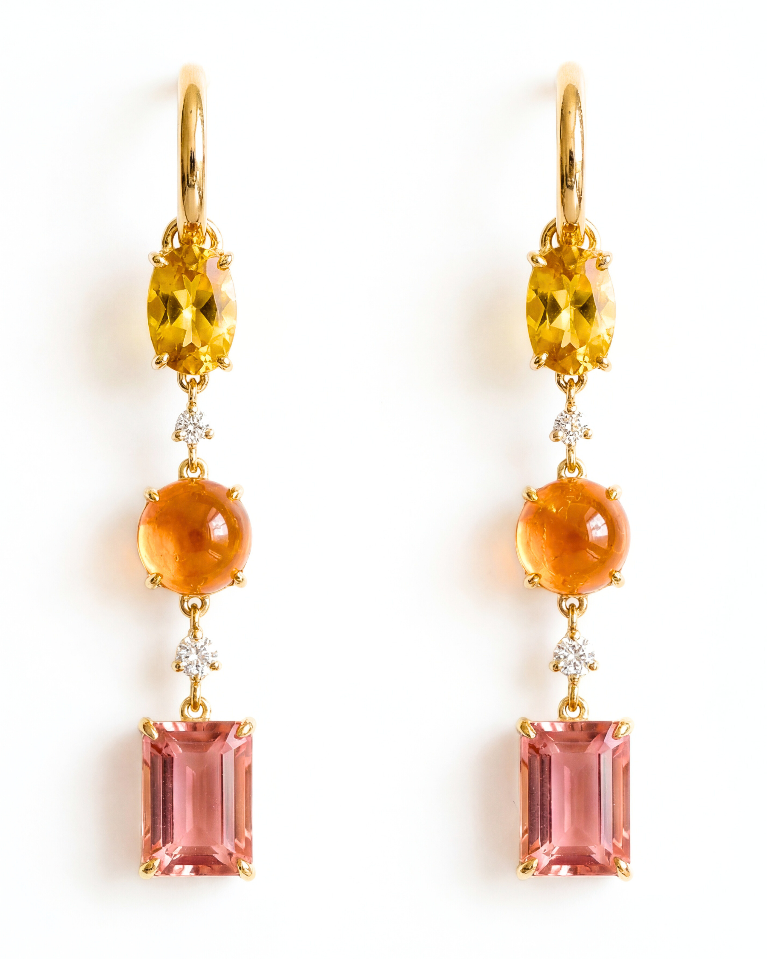 Beryl, Garnet, Tourmaline & Diamond Earrings