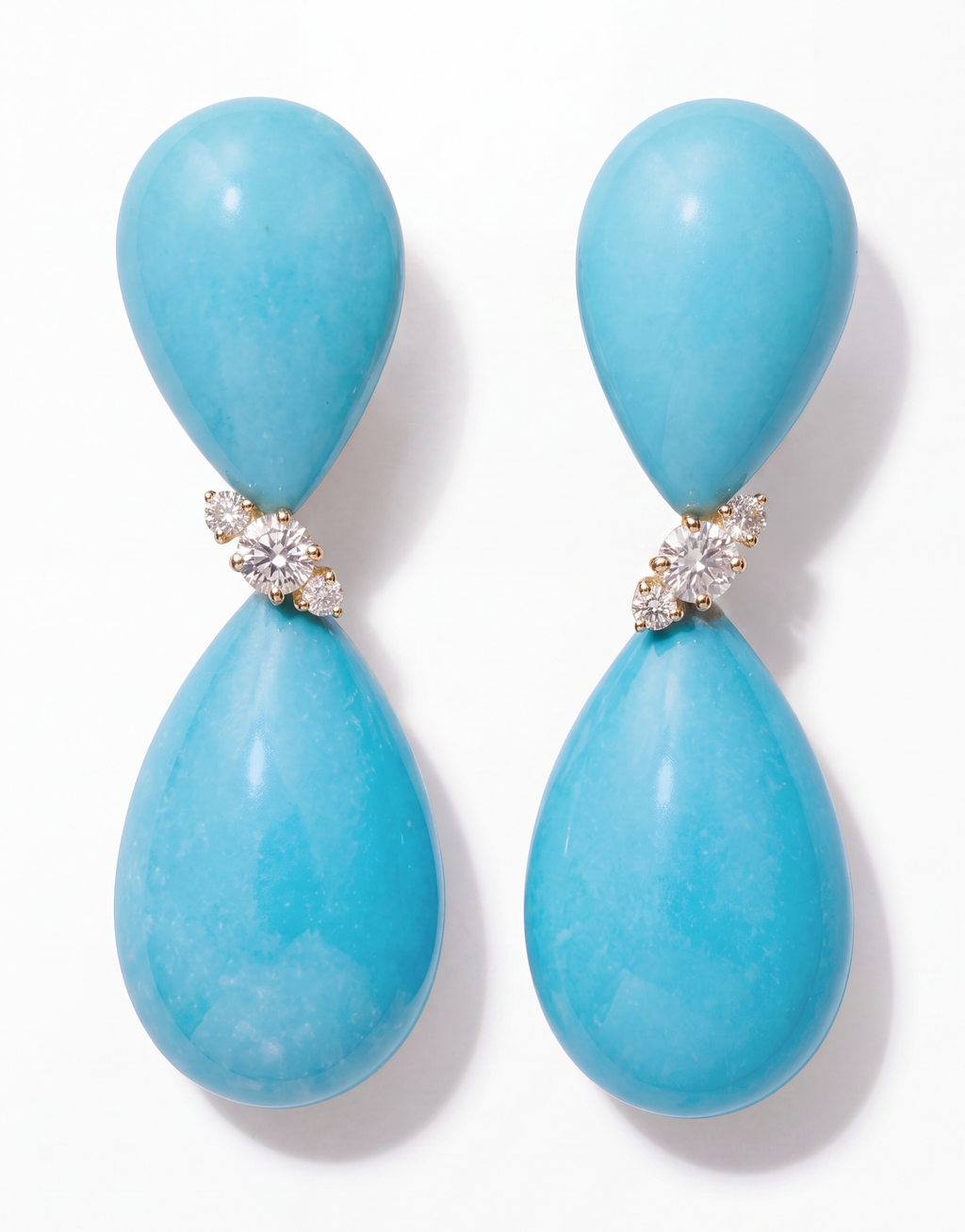 Turquoise & Diamond Ear Clips