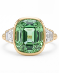 Green tourmaline and diamond ring set in 18K yellow gold
