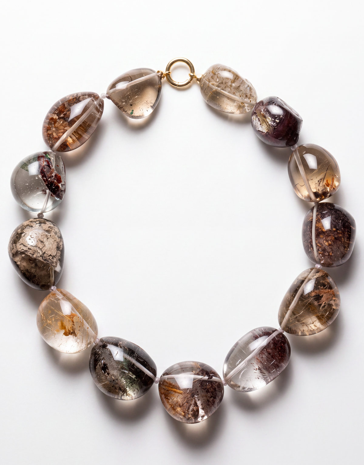 18KYG & Iodenite Quartz Necklace