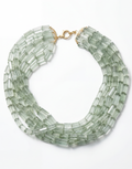 18K Yellow Gold Seven-Row Green Amethyst Necklace
